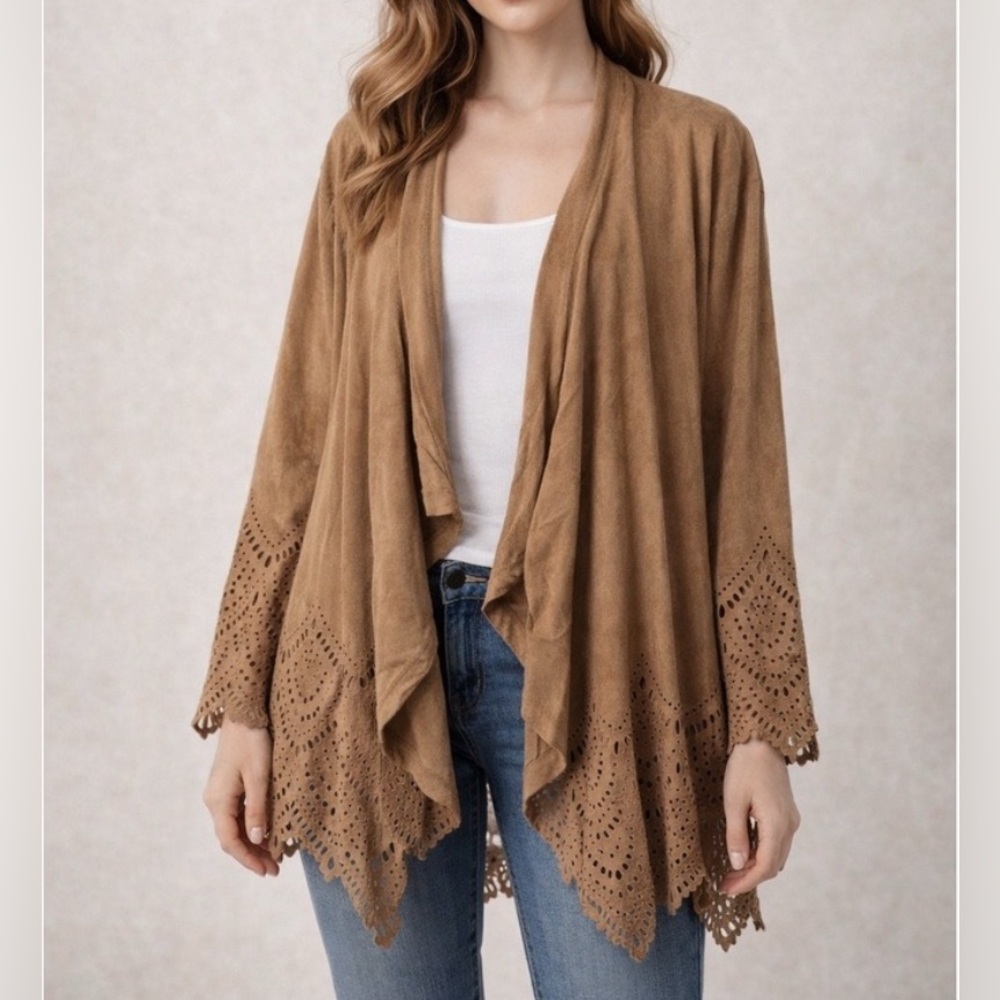 Krazy Kat Brown Open Front Cardigan